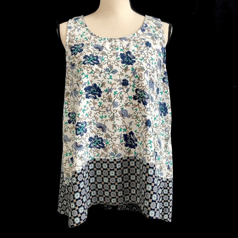 💙 5 for $25 💙 Velvet Sky Blue Floral Sleeveless Tunic